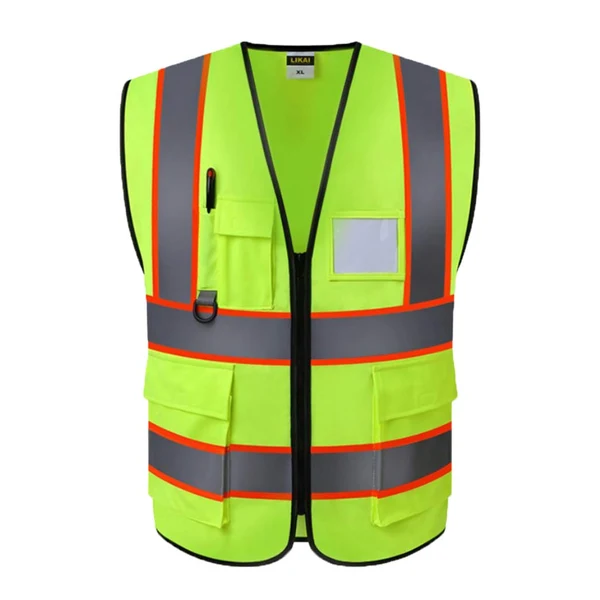 World-Class Max Reflective Safety Vest for Engineer Construction w Pockets Size Yellow Crafted
