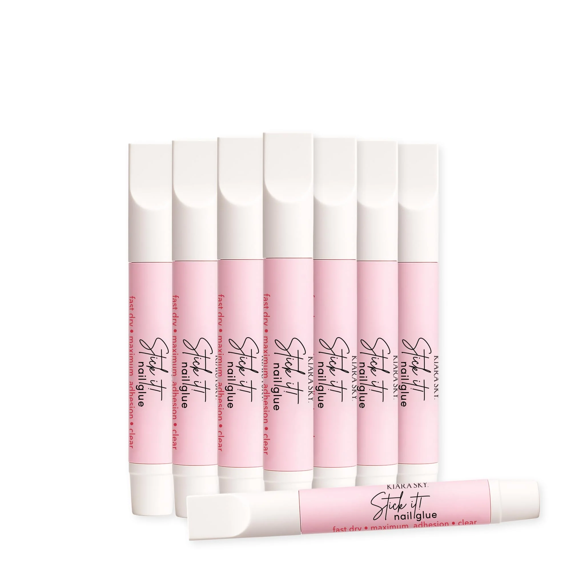 Dependable Kiara Sky Stick It Super Strong Fast Drying Nail Glue for Acrylic Nails Tips Press On - 0.07 Fl Oz 10 Full Size Tubes High-End