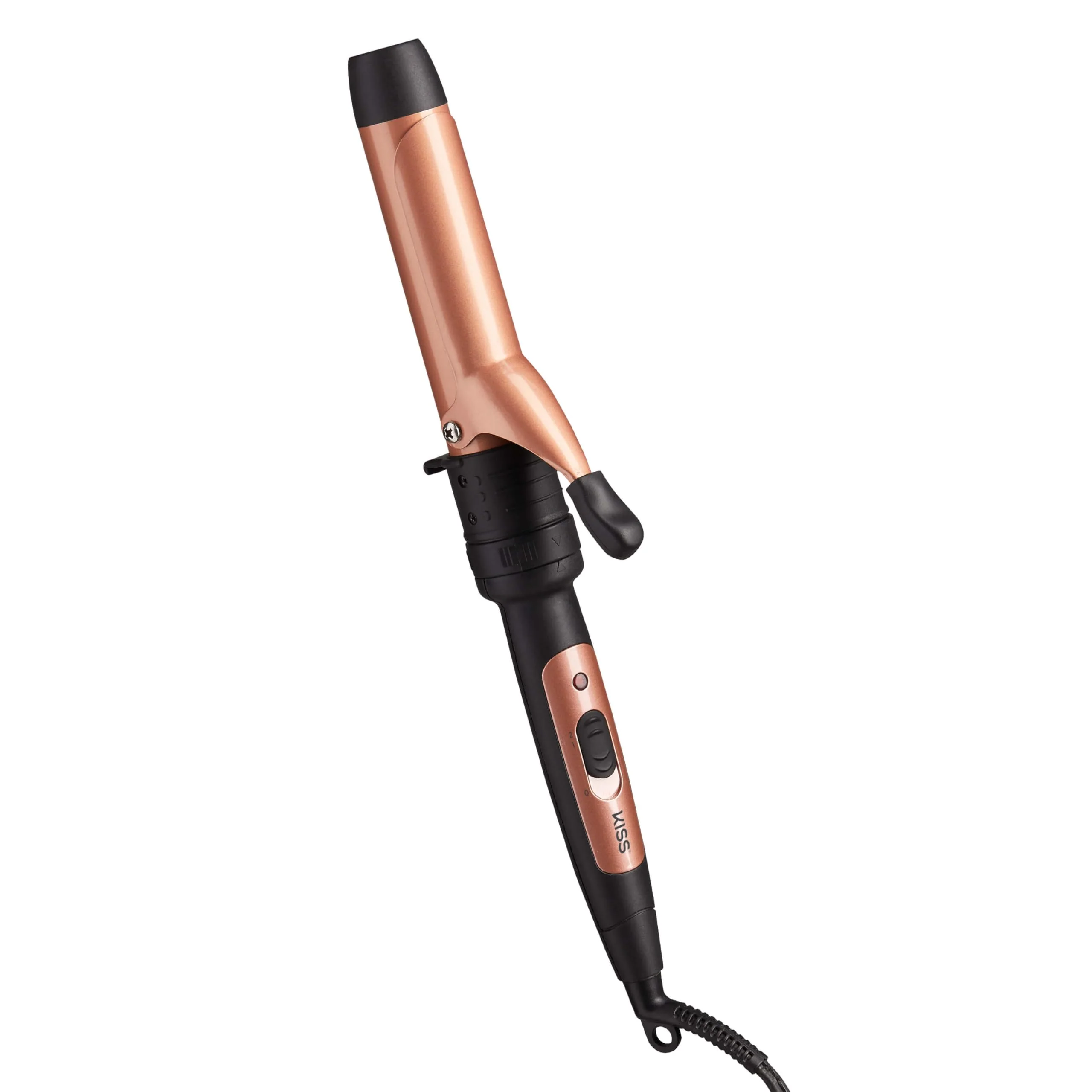 Safe KISS 5-in-1 Curling Iron Interchangeable Tourmaline Ceramic Curling Wand Set with 3 Styling Clips 2 Wands 2 Heat Settings Heat Resistant Glove Dependable