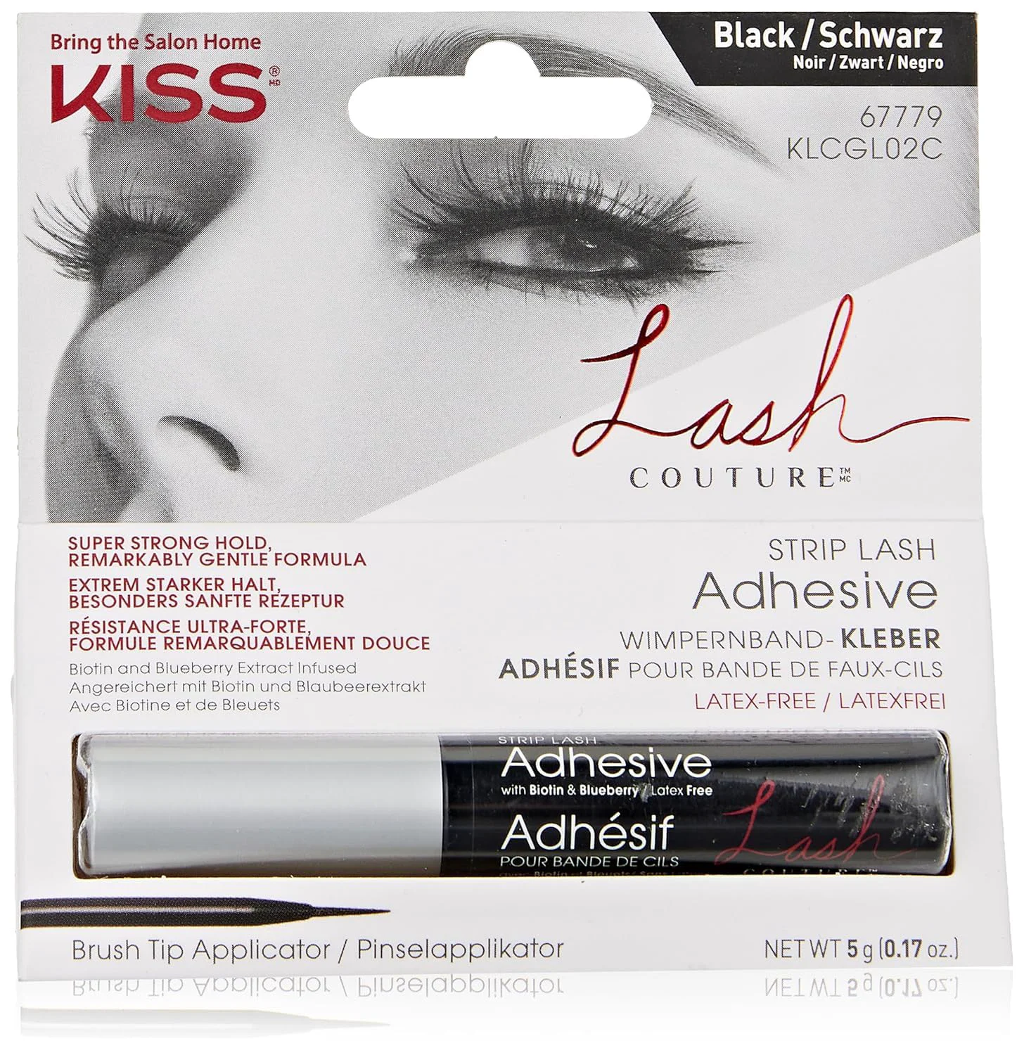 Durable KISS Lash Couture Lash Glue Super Strong Strip Lash Adhesive Black Includes Lash Adhesive Long Lasting Wear Can Be Used with Strip Lashes User-Friendly