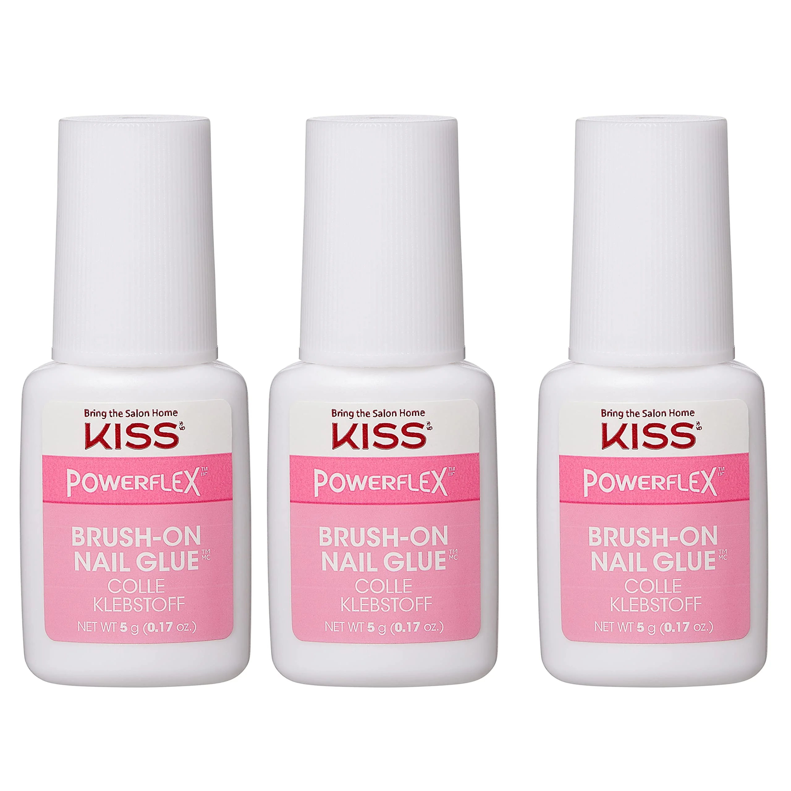 Elite KISS PowerFlex Ultra-Hold Super Strength Instant Bond Flex Formula Brush-On Nail Glue Application of Artificial Nails Natural Nail Repair - 3-Pack High-Quality