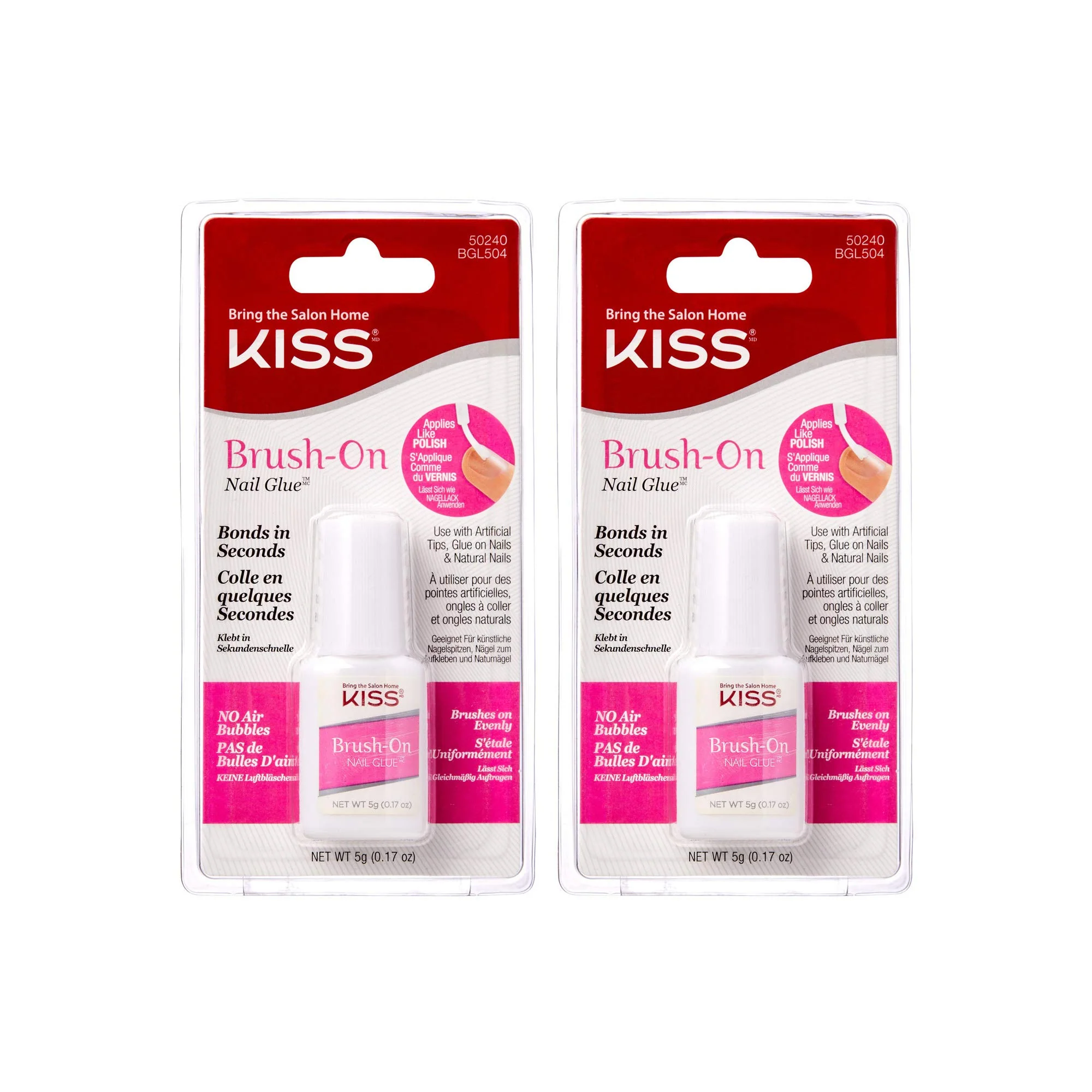 Durable Kiss Powerflex Brush On Nail Glue 0.17 Ounce Pack of 2 Carefully Designed