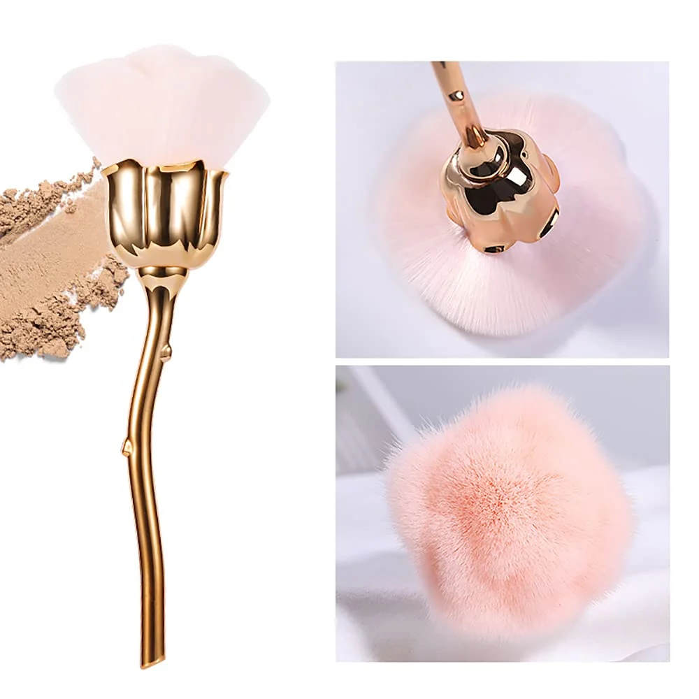 Flexible KuAoyoja Nail Art Dust Powder Remover Pink Rose Soft Brush Acrylic Nail Arts Manicure Dust Cleaner Brush for Nail Trimming Cleaning Makeup Brush Dependable