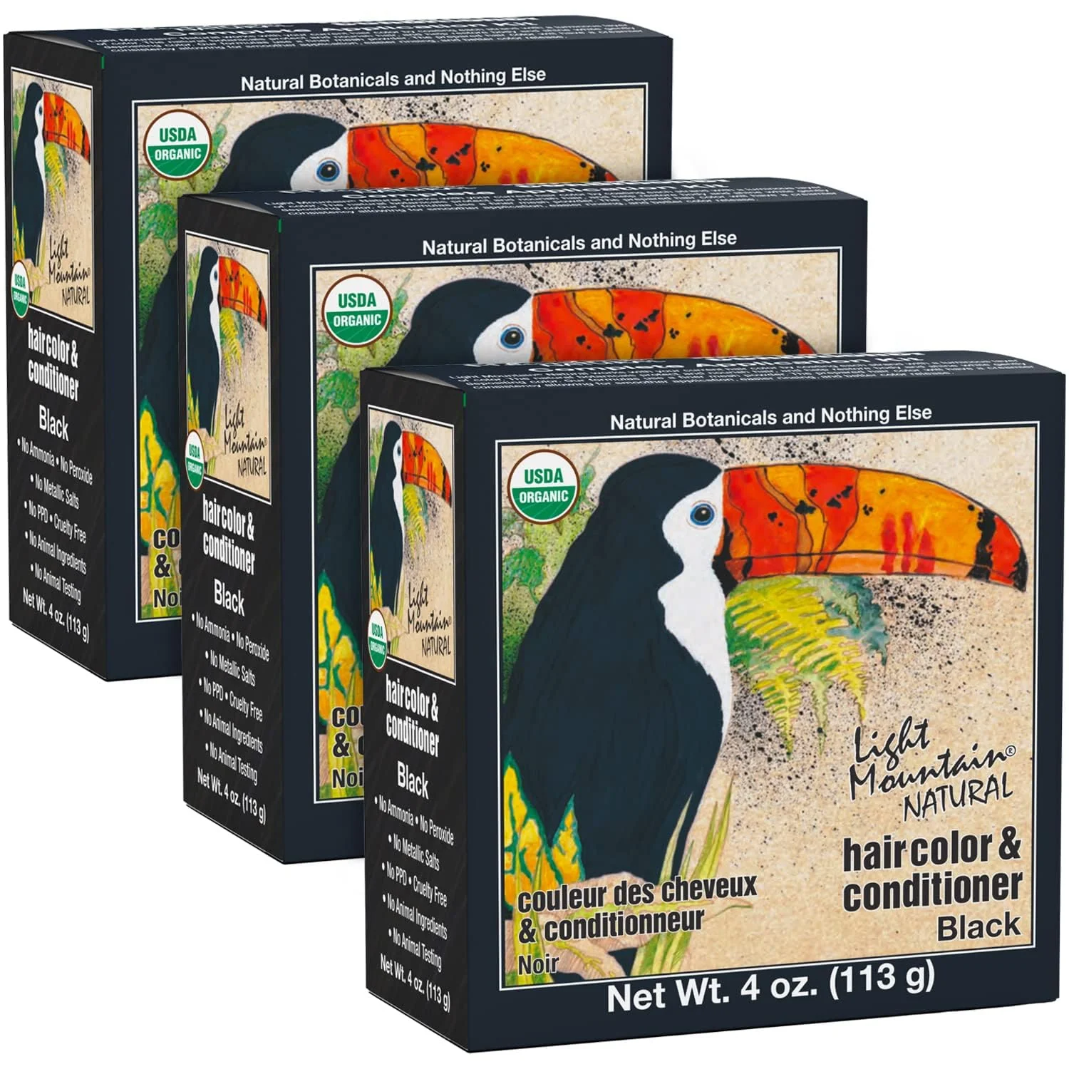 Clean Light Mountain Henna Hair Color Conditioner - Black Hair Dye for Men Women Organic Henna Leaf Powder and Botanicals Chemical- Semi-Permanent Unique