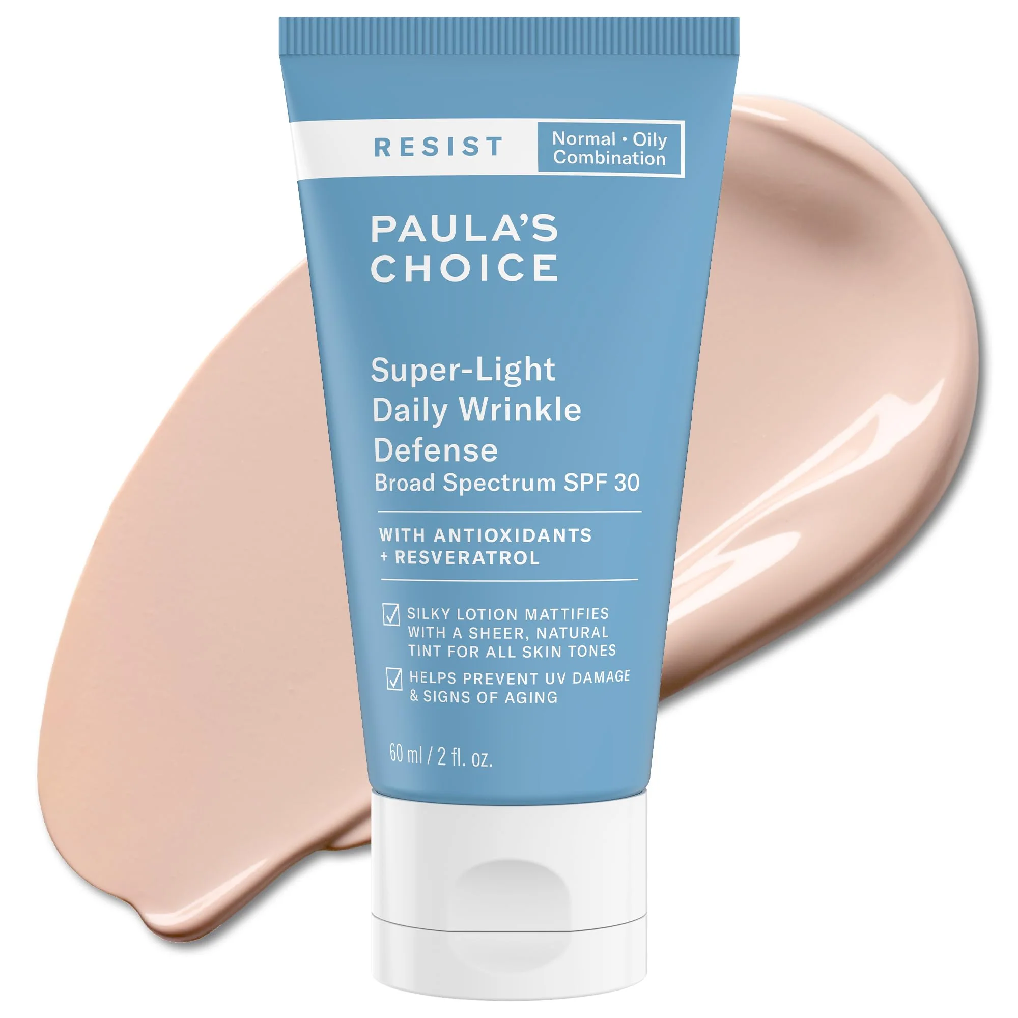 Carefully Designed Paula's Choice RESIST Super-Light Daily Wrinkle Defense Mineral Sunscreen SPF 30 Face Sunscreen for Oily Skin Matte Tinted Face Moisturizer UVA UVB Original