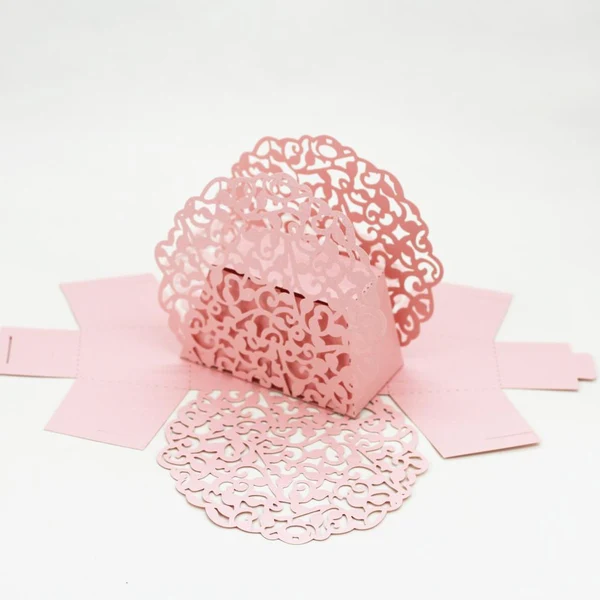 Superior Maxbell Maxbell 20x Floral Laser Cut Gift Candy Boxes w Ribbon Wedding Party Favor Pink Elite