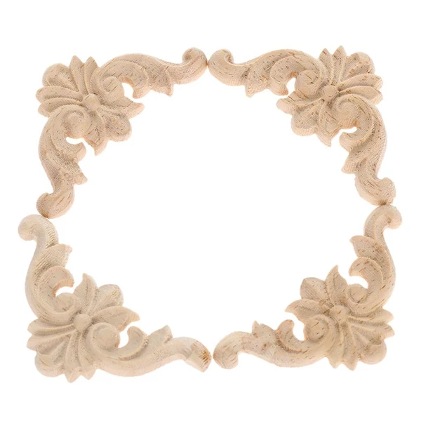 Crafted Max Wood Carved Applique Frame Corner Onlay Furniture Decor 1 11x5.4cm Top-Quality