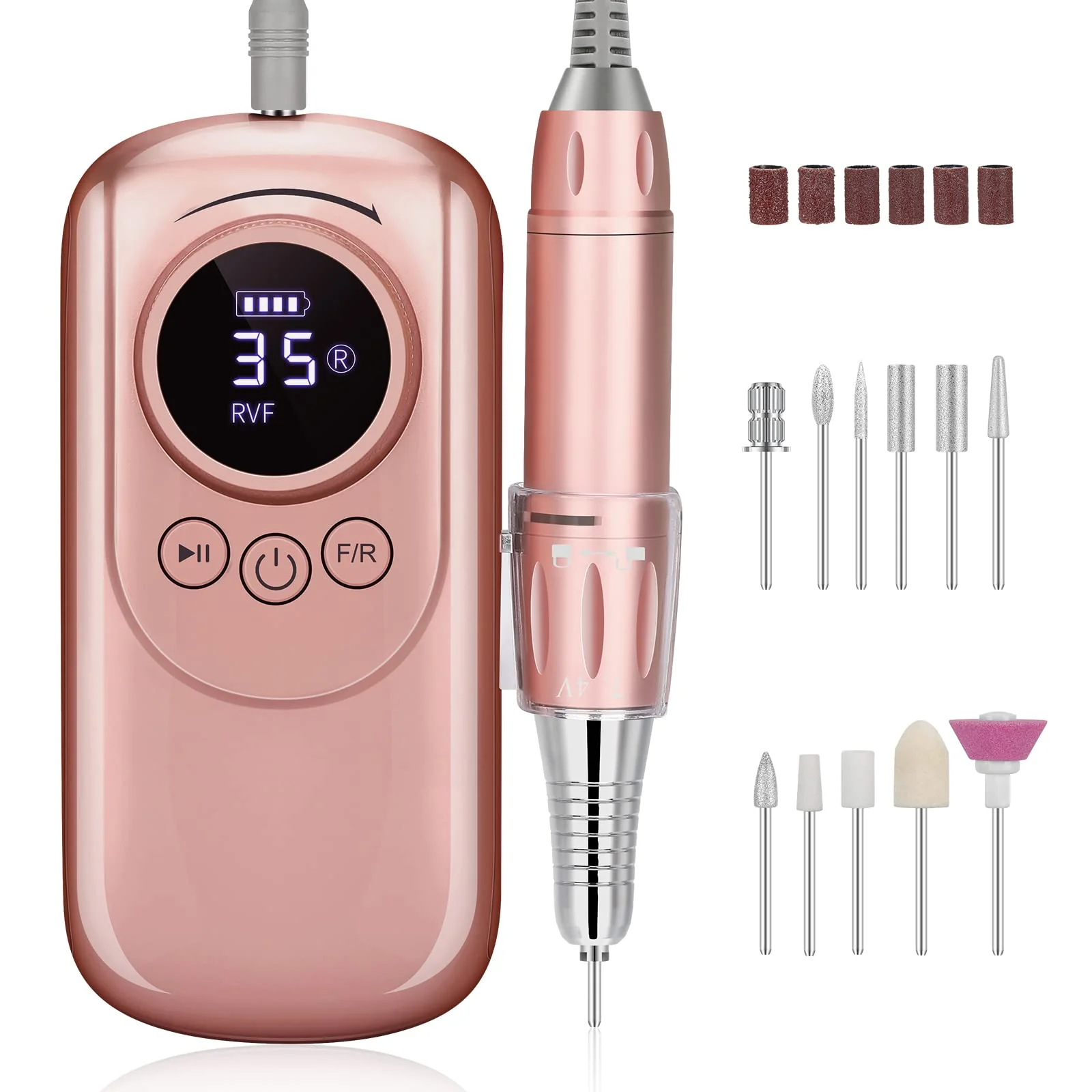Superior Rechargeable 35000 RPM Nail Drill Portable Cordless Professional Electric Nail File Kit with 11 Nail Drill Bits for Acrylic Gel Nails Manicure Excellent