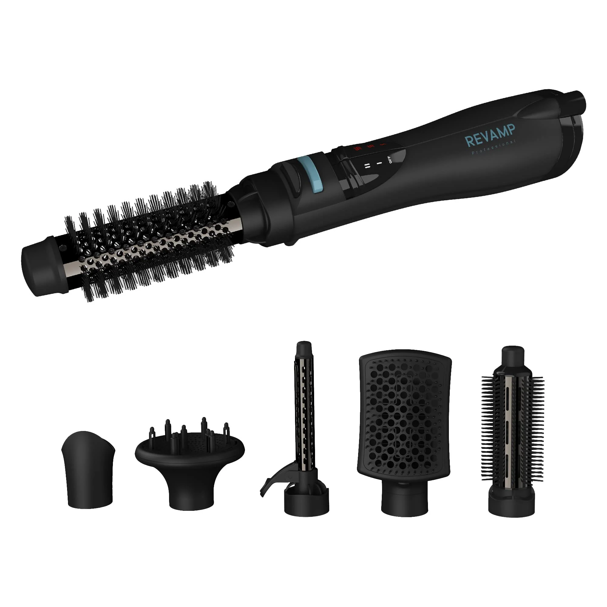 Healthy Revamp Progloss Airstyle 6-in-1 Hot Air Multi Styler - Hair Dryer Brush for Wet or Dry Hair Styling - Ceramic Barrel Infused with Progloss Oils Fine