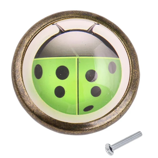 Dependable Max Ladybug Pattern Pull Knob Handle for Cabinet Drawer Cupboard Door Box Green