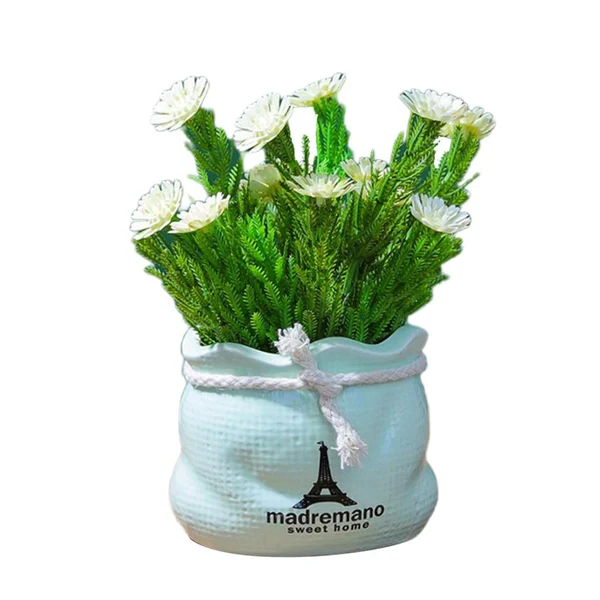 Sophisticated Max Potted Artificial Daisy Flower Pot Bonsai Fake Plant in Vase White Flower Easy-to-Use