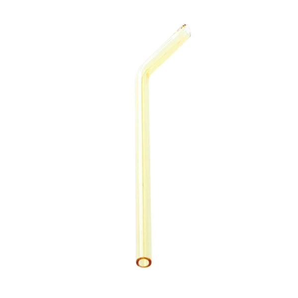 Responsible Eco friendly Curved Glass Drinking Straws with Cleaning Brush Yellow Trusted