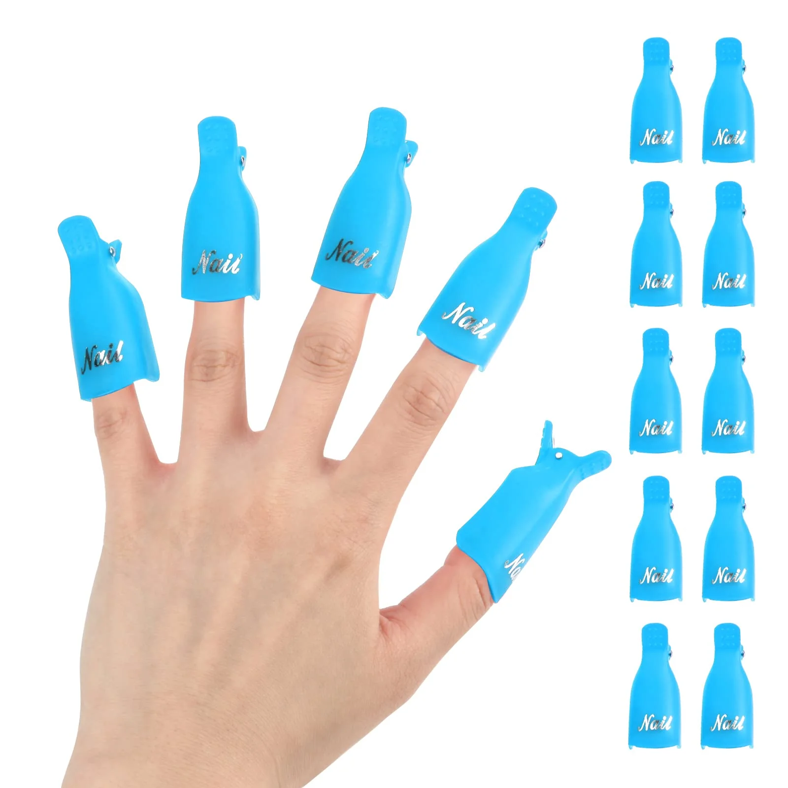 Natural 10Pcs Plastic Acrylic Nail Art Soak Off Cap Clip UV Gel Polish Remover Wrap Tool Gel Nail Polish Remover Clips for Fingernail Removal Soak Off Clips Pure