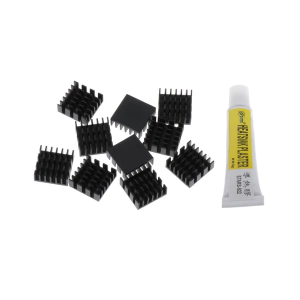 Minimalist Max 10 Aluminum Radiators Heat Sinks 14x14x6mm 5g Thermal Conductive Glue Flexible