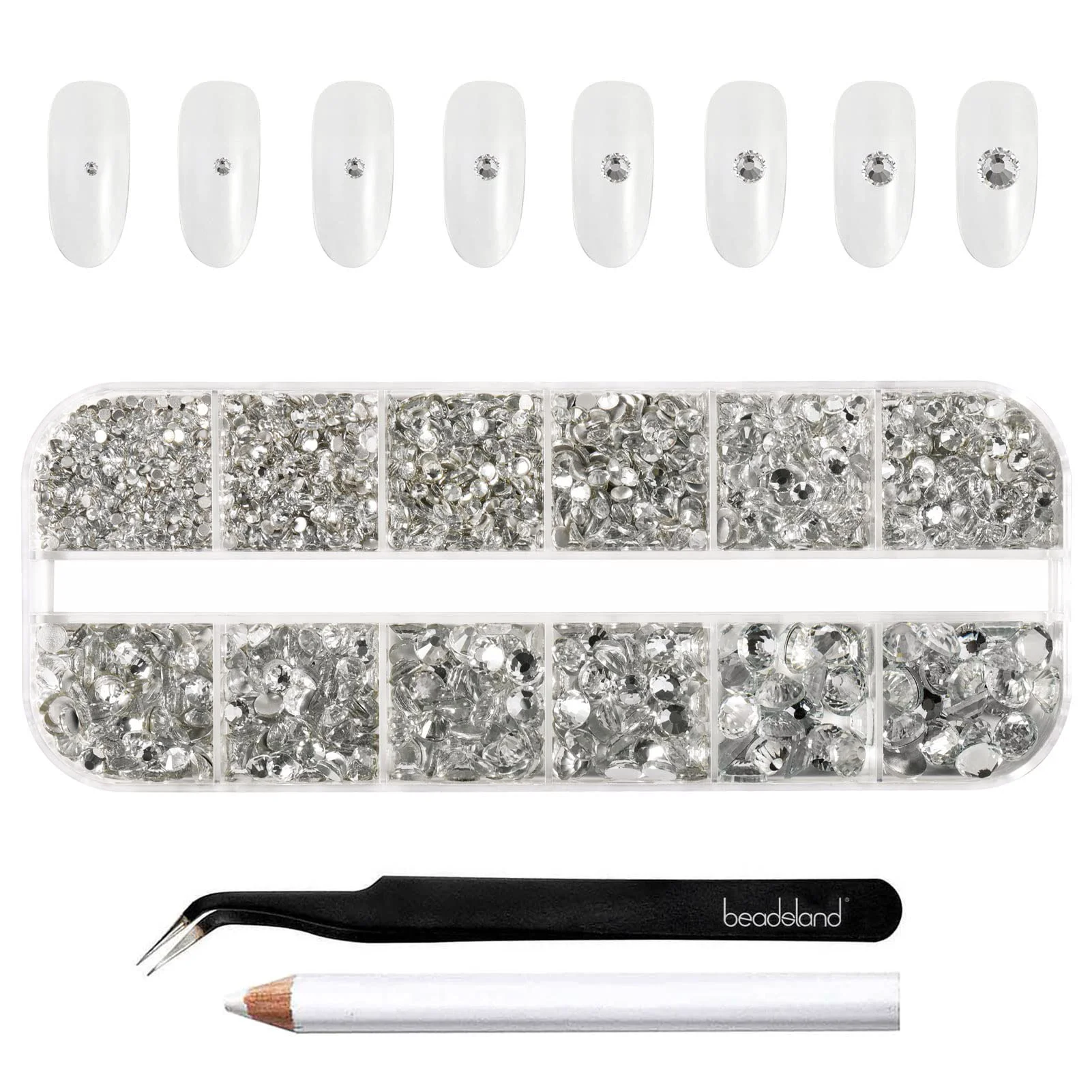 Powerful Beadsland Rhinestones for Makeup 8 Sizes 2500pcs Crystal Flatback Rhinestones Face Gems for Nails Crafts with Tweezers and Wax Pencil Clear SS4-SS30 Sustainable