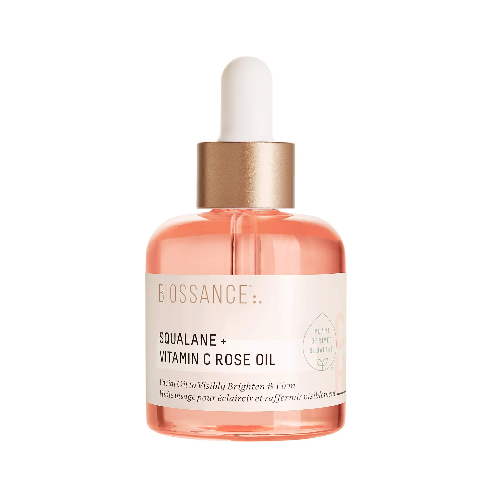 Genuine BIOSSANCE Squalane Vitamin C Rose Advanced Facial Oil - Brightening Firming and Hydrating Serum for All Skin Types - Chios Crystal Oil Damascus Superior