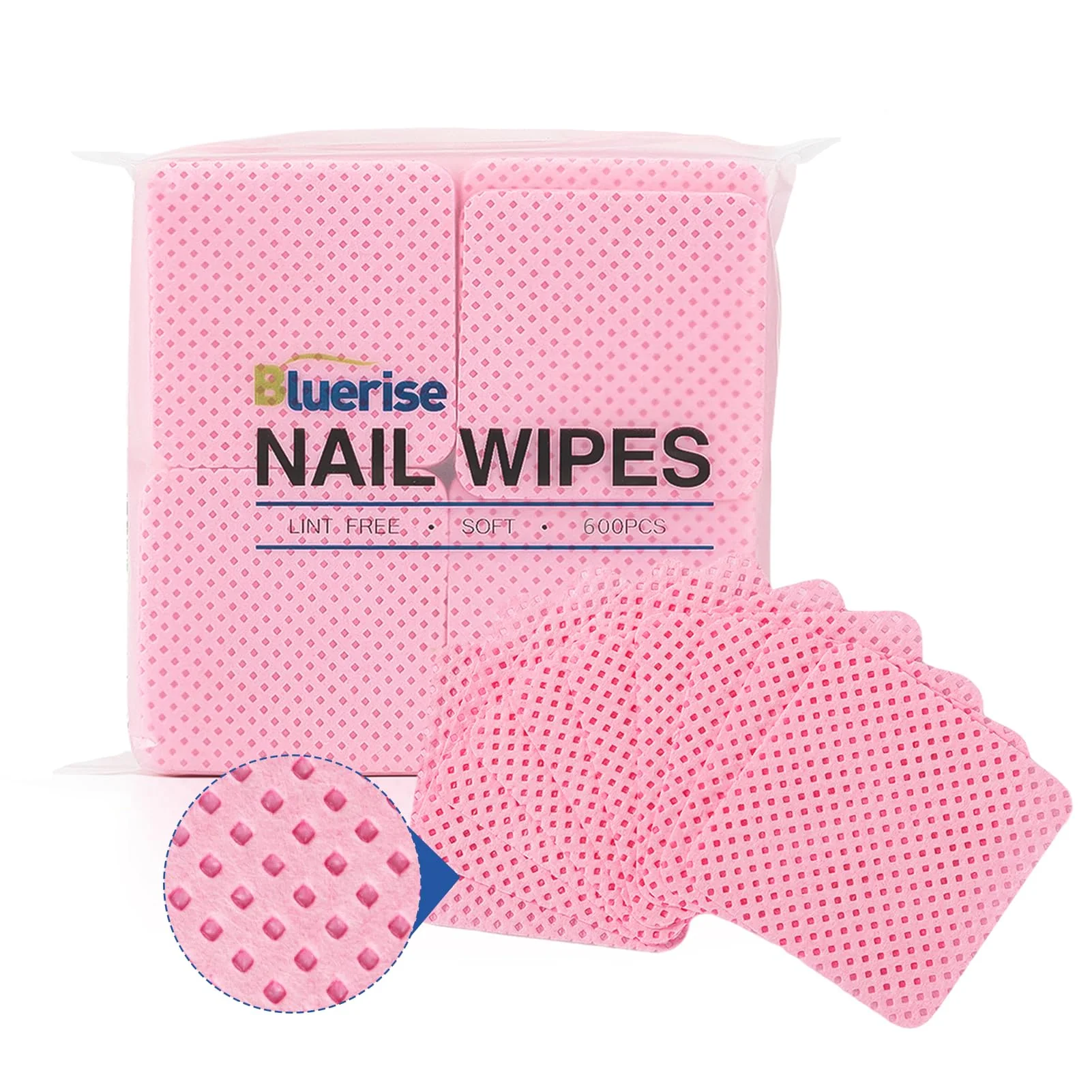 Modern BLUERISE Lint Nail Wipes Nail Polish Remover Pads Soft Absorbable Eyelash Extension Glue Cleaning Wipes Pink 600pcs Verified