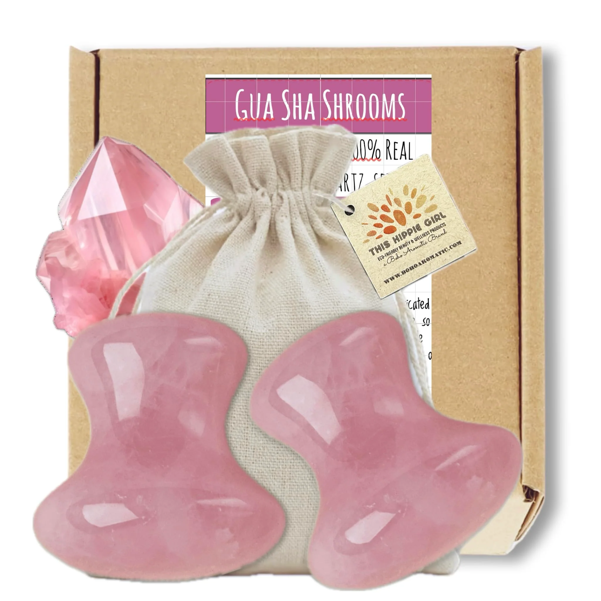 Reliable Boho Aromatic This Hippie Girl Gua Sha Mushroom Set Jaw Sculpting Tools A Rose Quartz Facial Toning and Yoga Sculpt Massage Tool 2 Gua Sha Safe