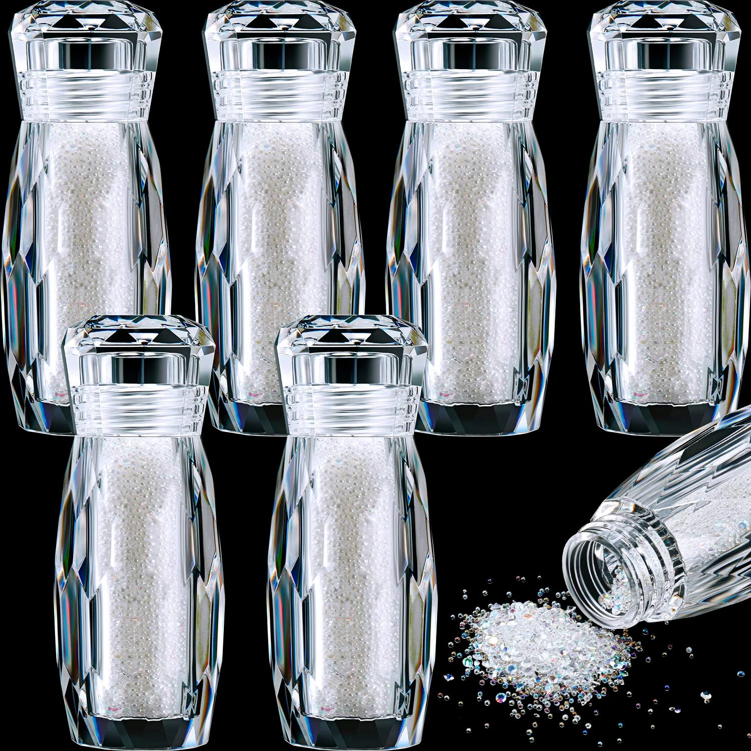 Selected Blulu 18000 Pcs Tiny Nail Rhinestones 0.8 1.2mm Nail Charms Micro AB Glass Gems Iridescent Crystal Pixie Caviar Bead Diamonds Gravel for Art Manicure Effective