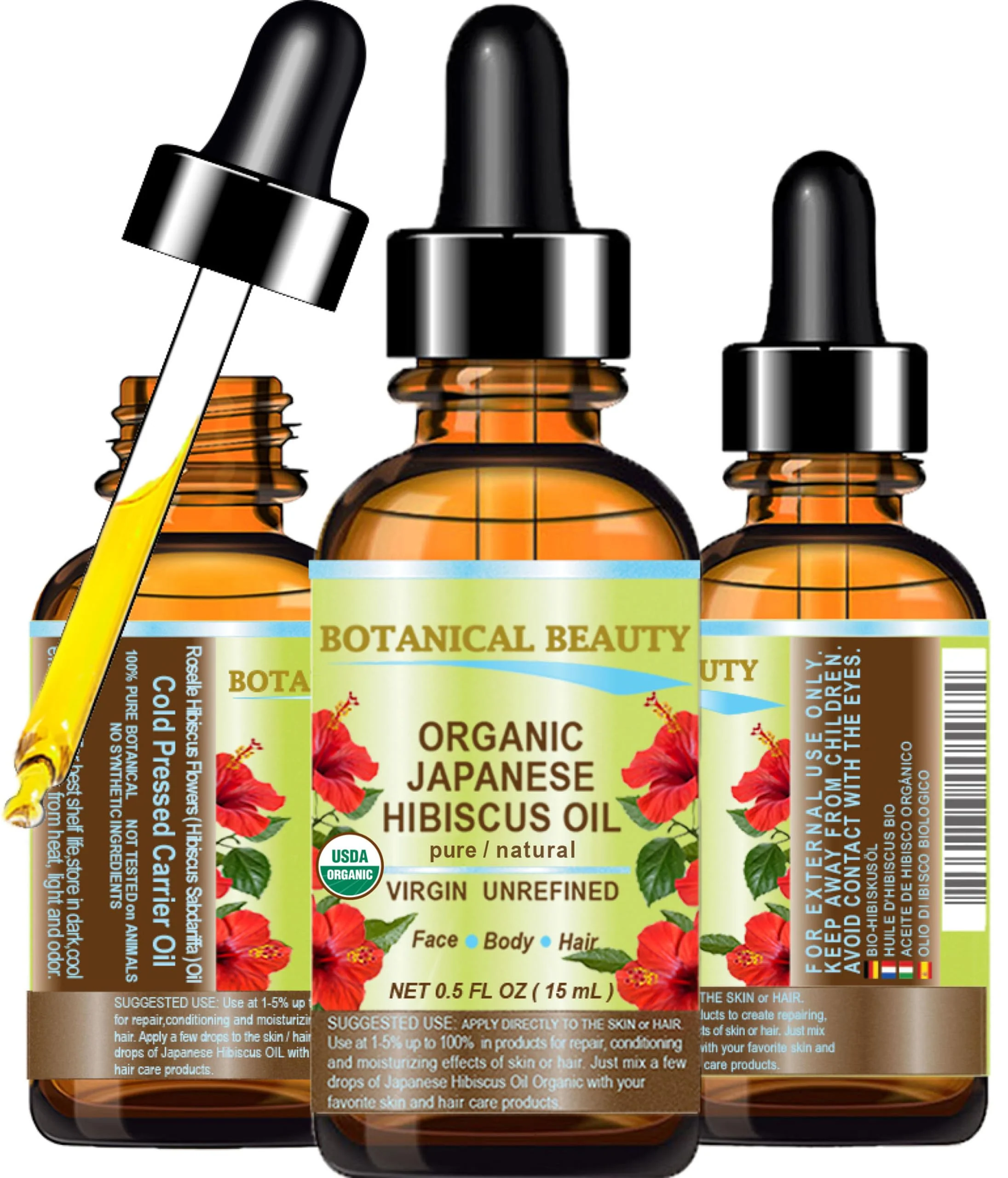 High-End Botanical Beauty Organic HIBISCUS OIL Hibiscus Sabdariffa JAPANESE 100 Pure Natural VIRGIN UNREFINED COLD PRESSED Anti Aging Vitamin E Oil Specialty