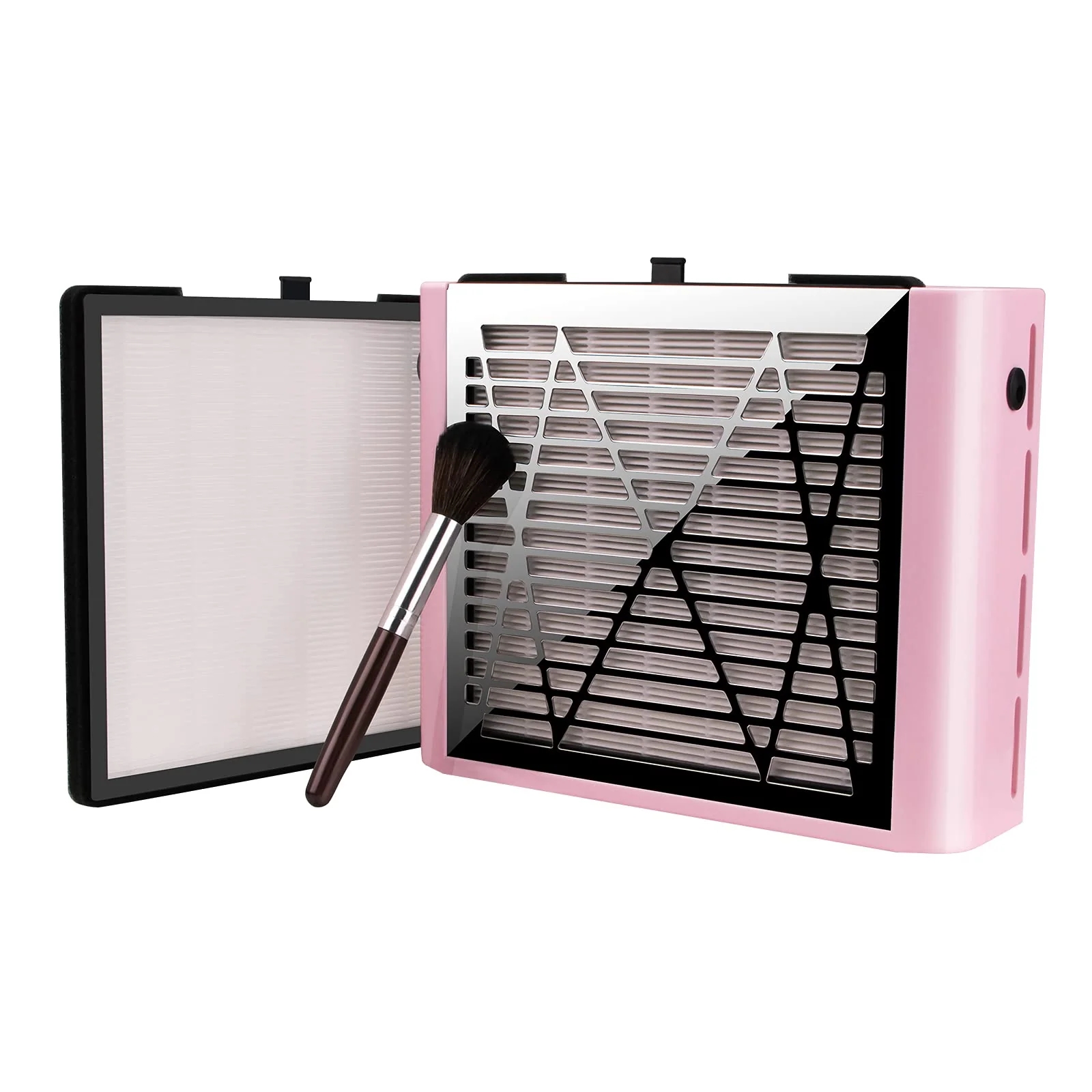 User-Friendly BRANTMAKER Nail Dust Collector with Brush and 2 Reusable Filters 60W Vacuum Dust Fan for Acrylic Nails Pink Flexible