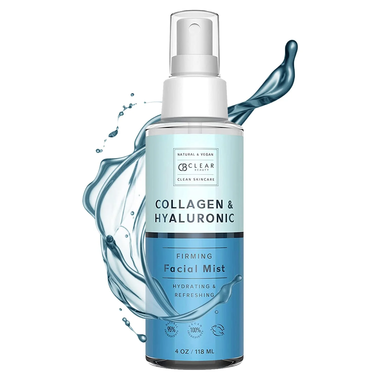 Secure Clear Beauty Hyaluronic Acid Collagen Face Mist - Dermatologist Tested Moisturizes Tones Skin Anti-Aging Natural Ingredients Cruelty- 95 World-Class