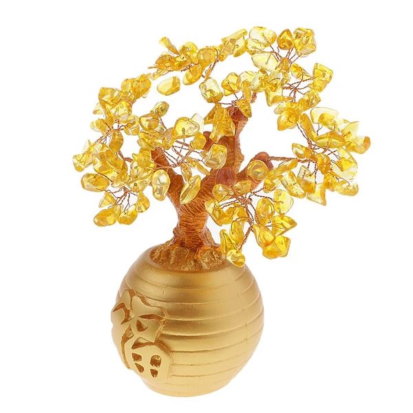 Outstanding Max Wealth Lucky Money Tree Feng Shui Crystal Plastic Tree Home Decor Yellow Trusted