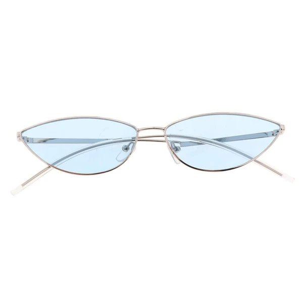 Elegant Max Vintage Cat Eye Sunglasses Gothic Triangle Narrow Glasses Golden-Blue Flexible