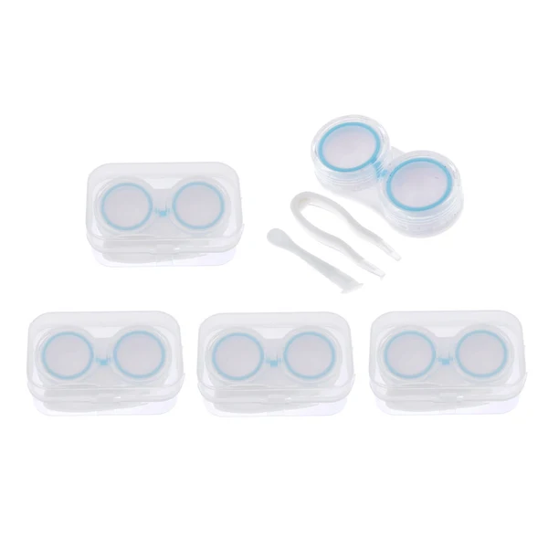 Verified Max 5Pcs Portable Contact Lens Soaking Case Container Holder Storage Box Blue Smooth