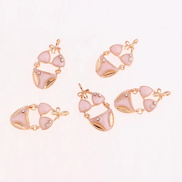 Clean Max 5PCS Lot Women Sexy Underwear Set Pendant Alloy Enamel Keychain Decor Pink Stylish