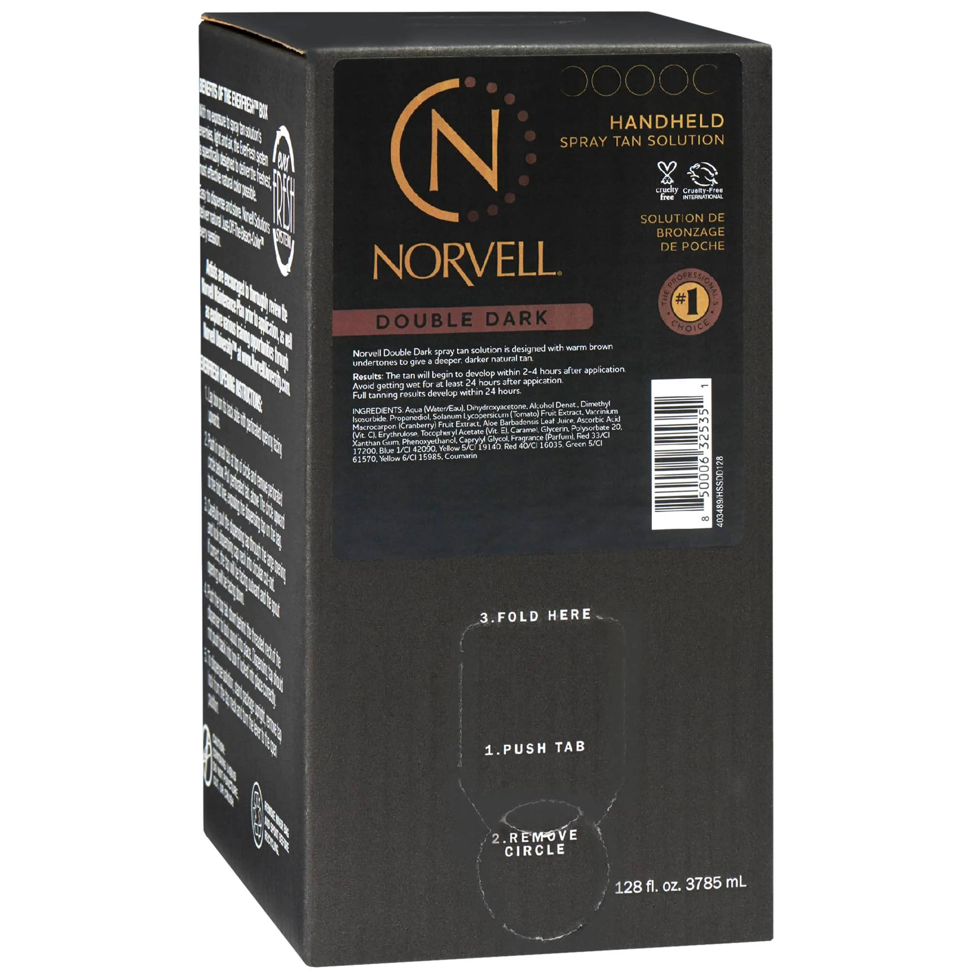 Solid Norvell Premium Spray Tan Solution Double Dark 128 fl oz - Professional Sunless Tanning Formula for Deep Rich Bronze Glow Streak Fast Drying Effective