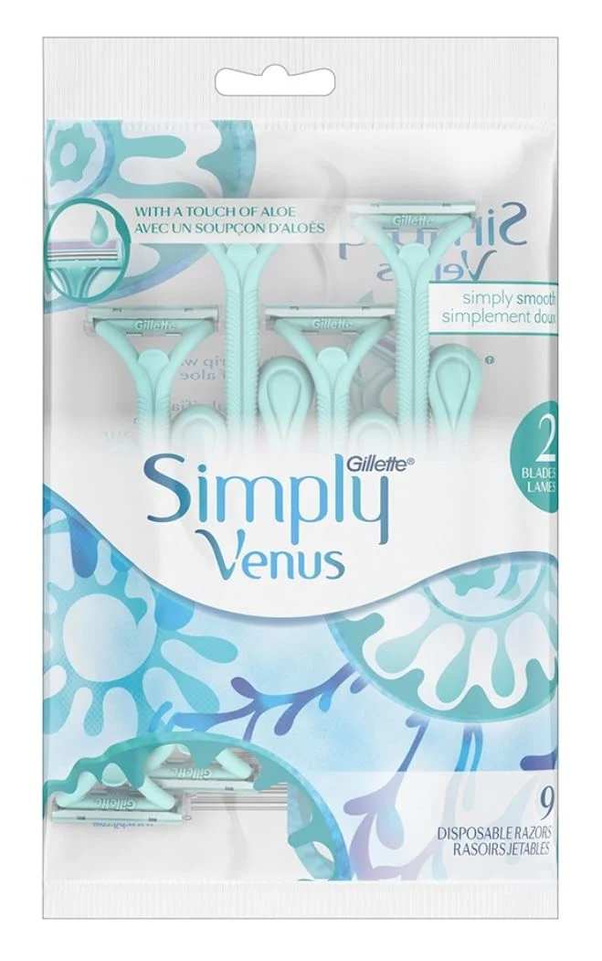 Natural Womens Simply Venus Disposable Razors 9 Count Long-Lasting