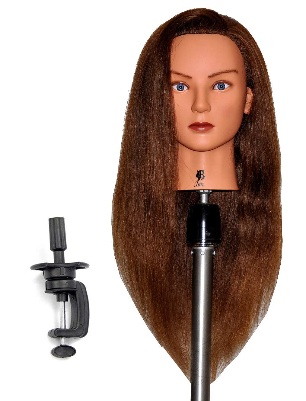 Next-Generation Zvena Beauty 24 Human Hair Cosmetology Mannequin Manikin Training Head with Clamp 24 MEDIUM BROWN JEN C Reusable