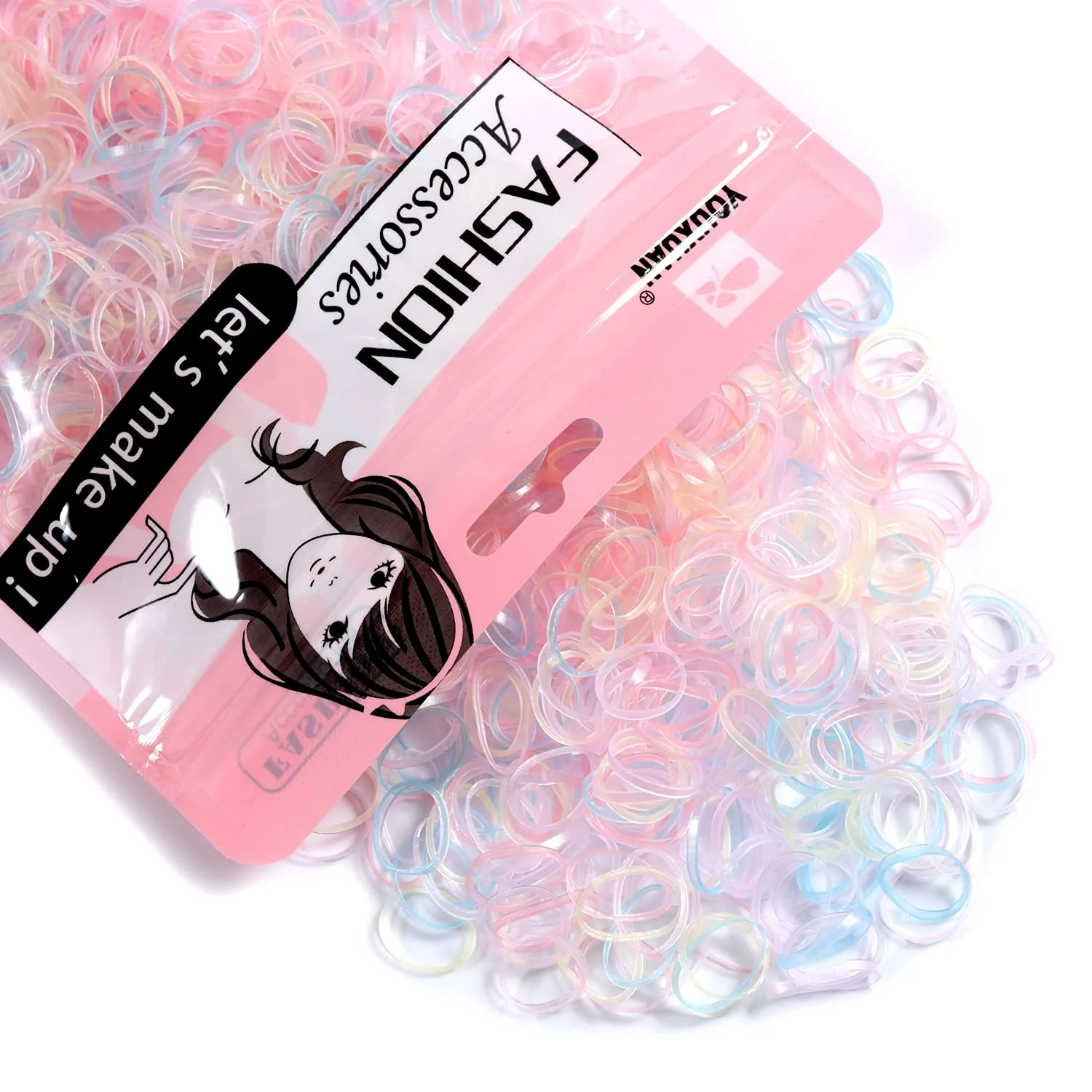 Functional Youxuan Mini Hair Elastics for Girls Transparent Rubber Bands 1000 PCS Multi Color Quality