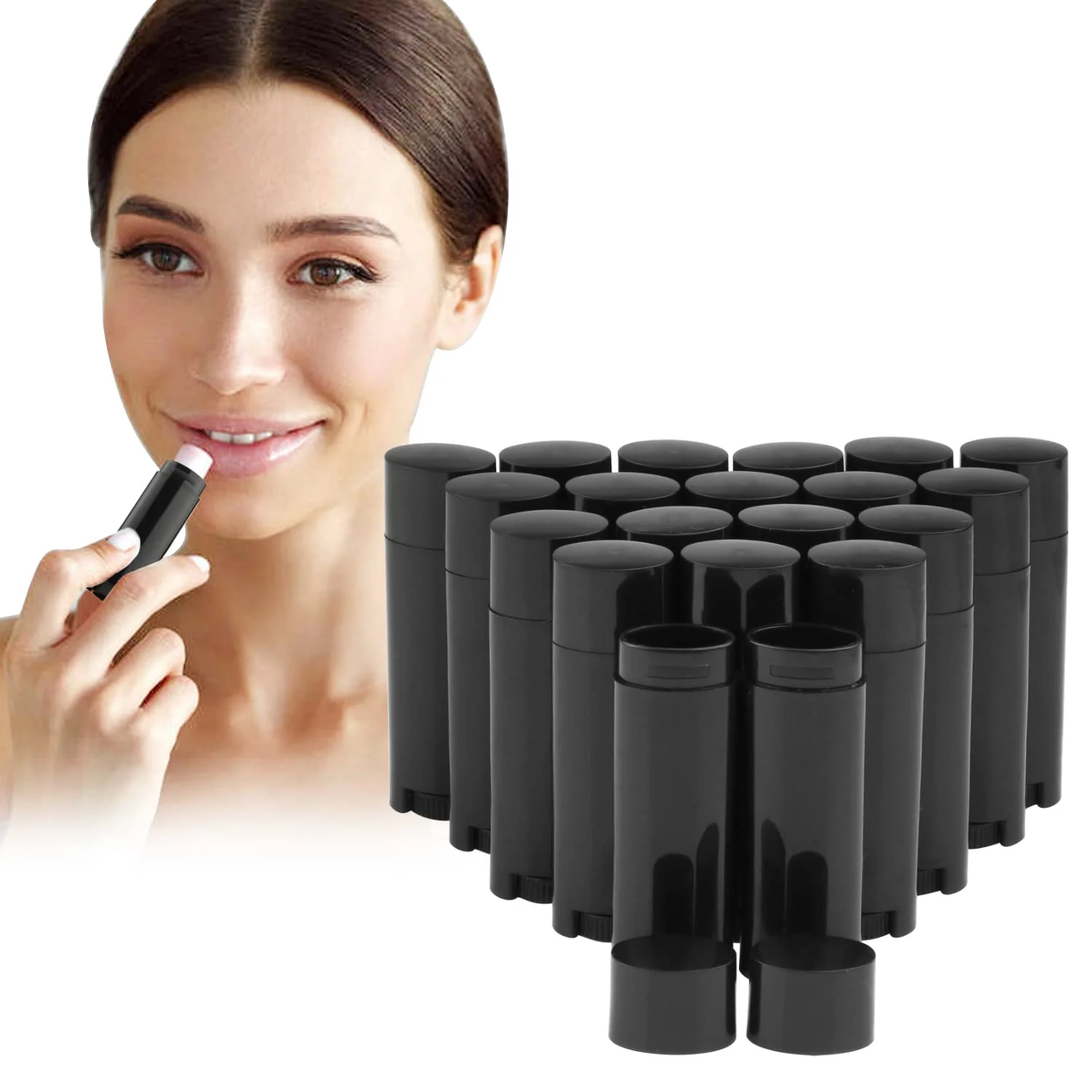 High-End 20Pcs 5g Oval Lip Balm Containers Empty Refillable Plastic DIY Lipstick Lip Gloss Tubes Holder Chapstick Tube Crayon Pipe Bottle Case black Exceptional