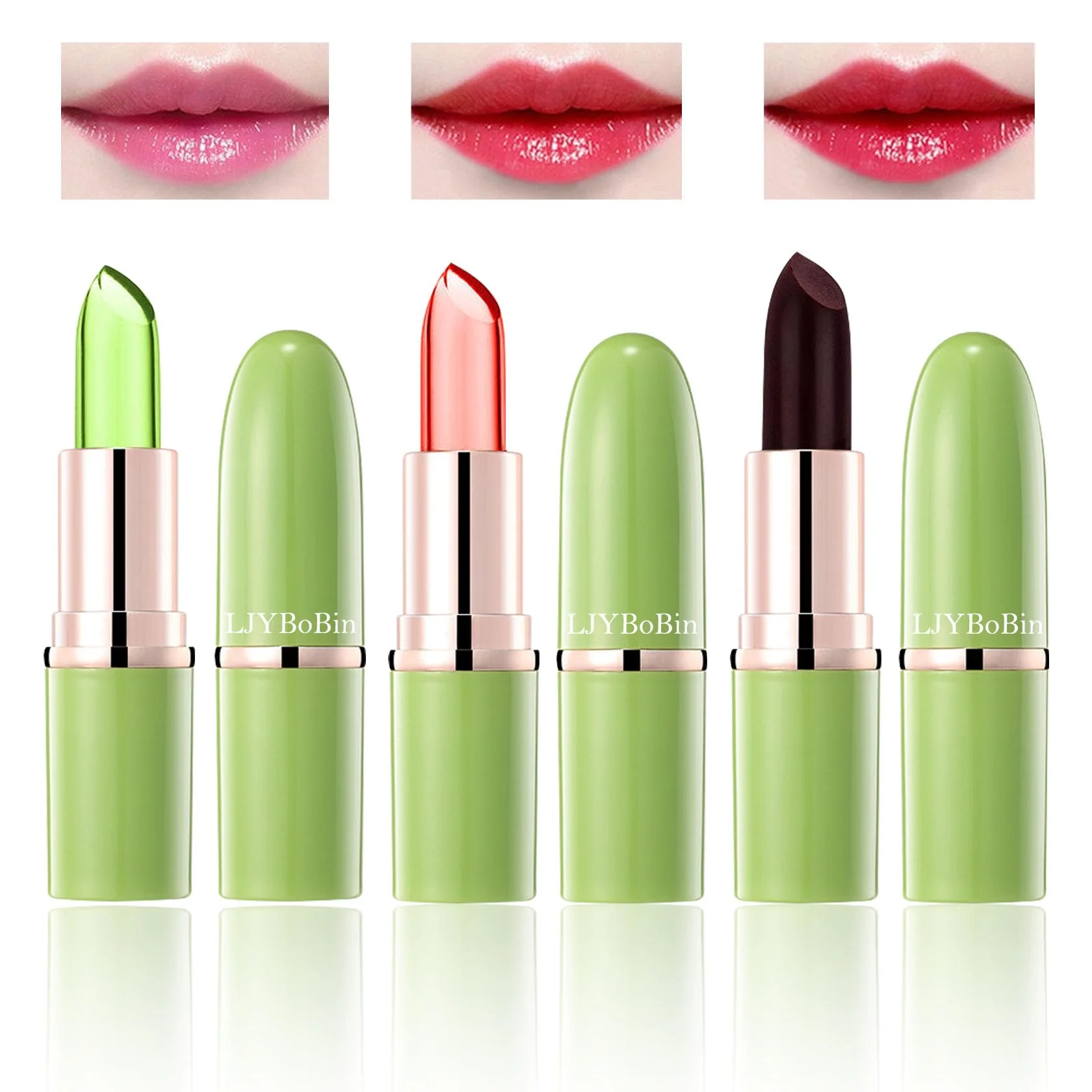 Specialty 3PCS Aloe Vera Color Changing Lipstick Set Jelly Lipstick Long Lasting Highly Pigmented Color Change Lip Gloss Waterproof Lips Moisturizer Environmentally Friendly