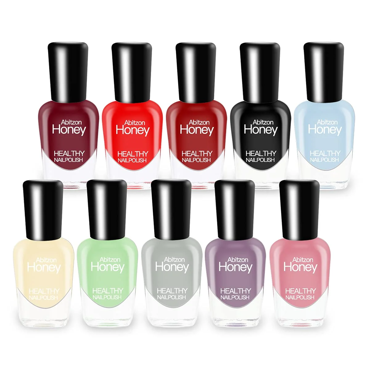 Comfortable Abitzon New Nail Polish Set 10 Bottles Non-Toxic Eco-Friendly Easy Peel Off and Quick Dry Water Based Nail Polish Recyclable