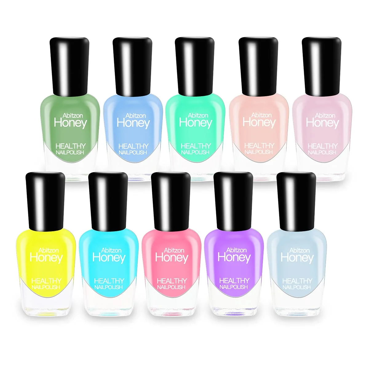 High-Quality Abitzon NEW Nail Polish Set 10 Bottles - Non-Toxic Eco-Friendly Easy Peel Off Quick Dry Water Based Nail Polish Artisan