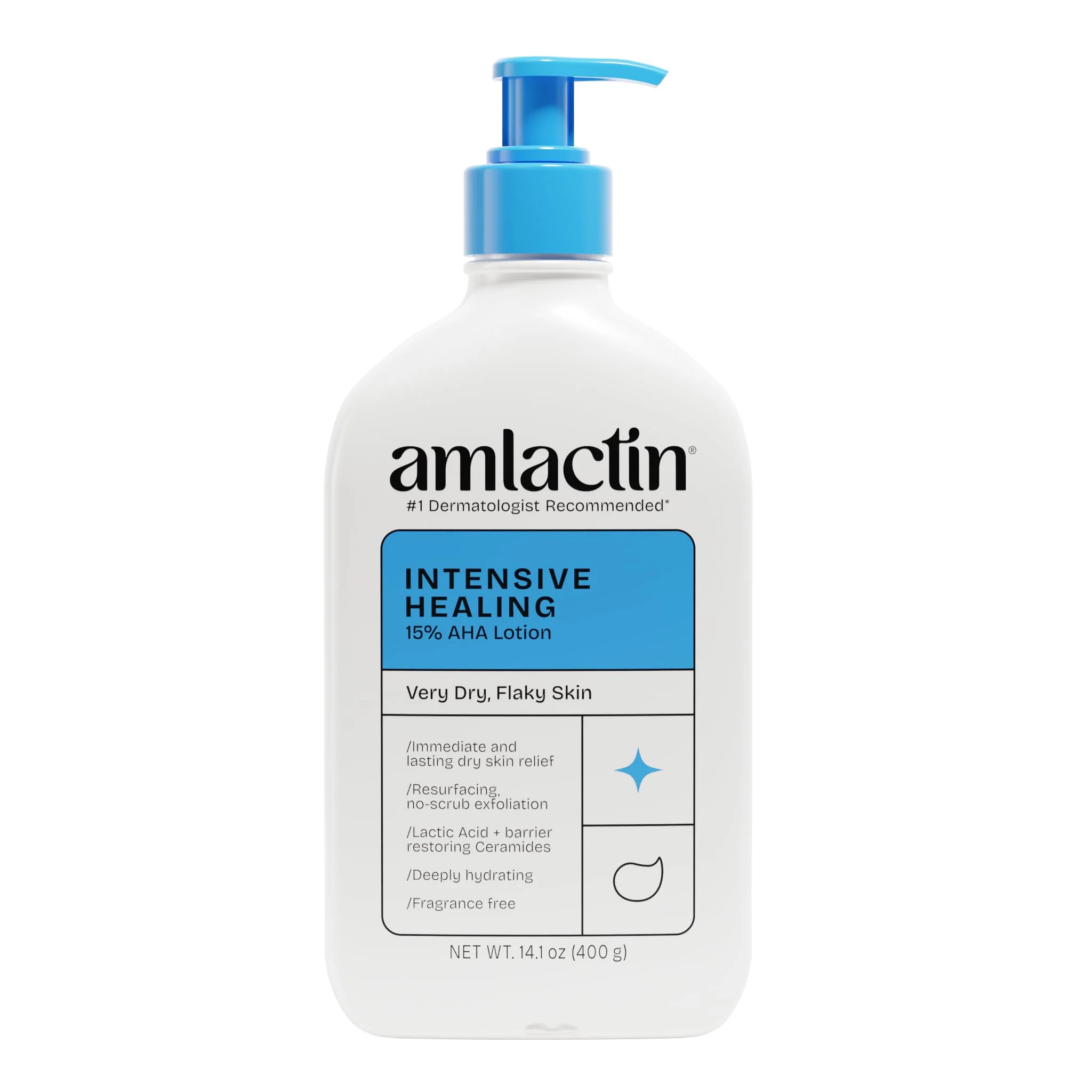Stylish AmLactin Intensive Healing Body Lotion - Therapeutic Lotion for Extremely Dry Skin - No-Scrub Exfoliator and Moisturizer with 15 Lactic Acid AHA Advanced