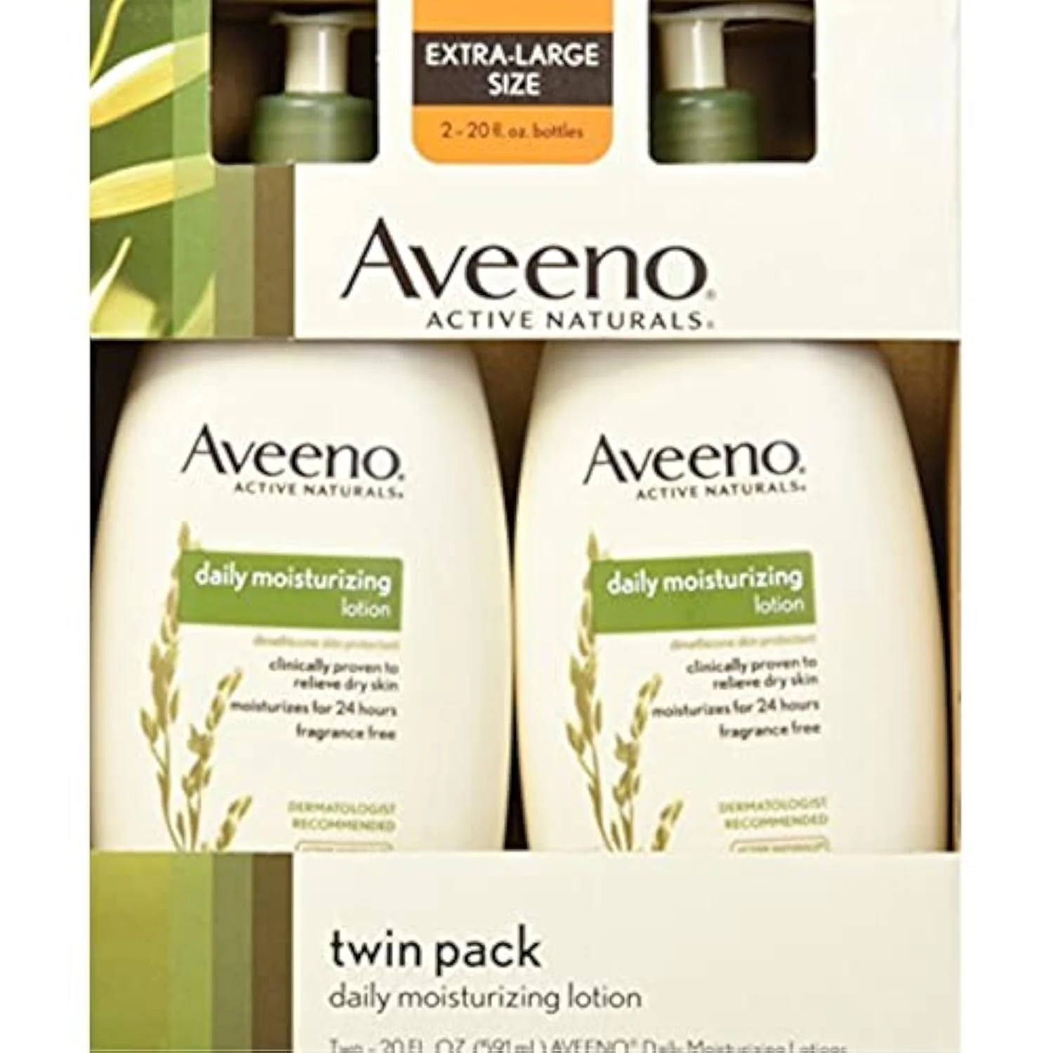 Exclusive Aveeno Active Naturals Daily Moisturizing Lotion New 2 Pack Of 20 Fl Ounce Pump 1 Fl Ounce Practical