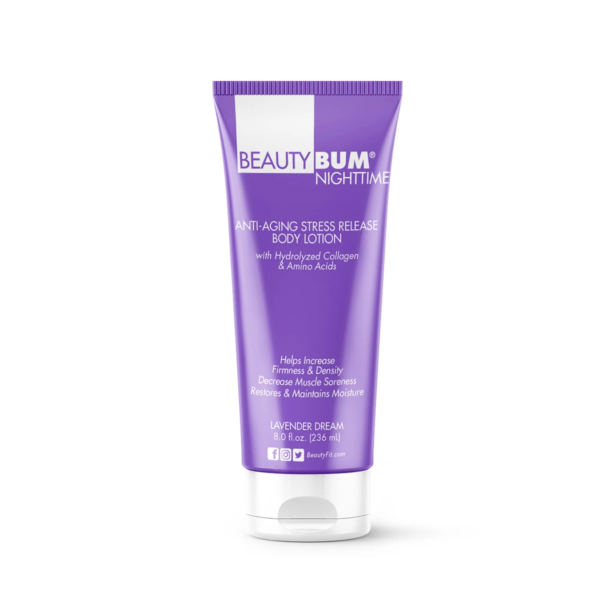 Lightweight BeautyFit BeautyBum Nighttime Anti-Aging Stress Release Body Lotion - Helps with Muscle Recovery - Moisturizes and Smoothes Skin - Minimizes Dimples Organic