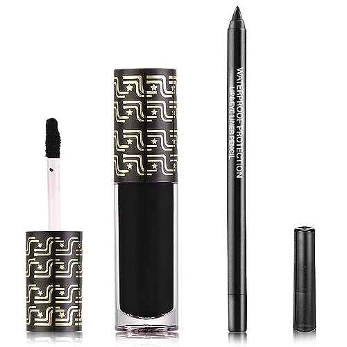 Breathable Black Matte Lipstick 2 Pcs Black Matte Lip Liner and Liquid Lipstick Set Waterproof Long Lasting Lip Gloss Stain Matte Liquid Lipstick High-Performance
