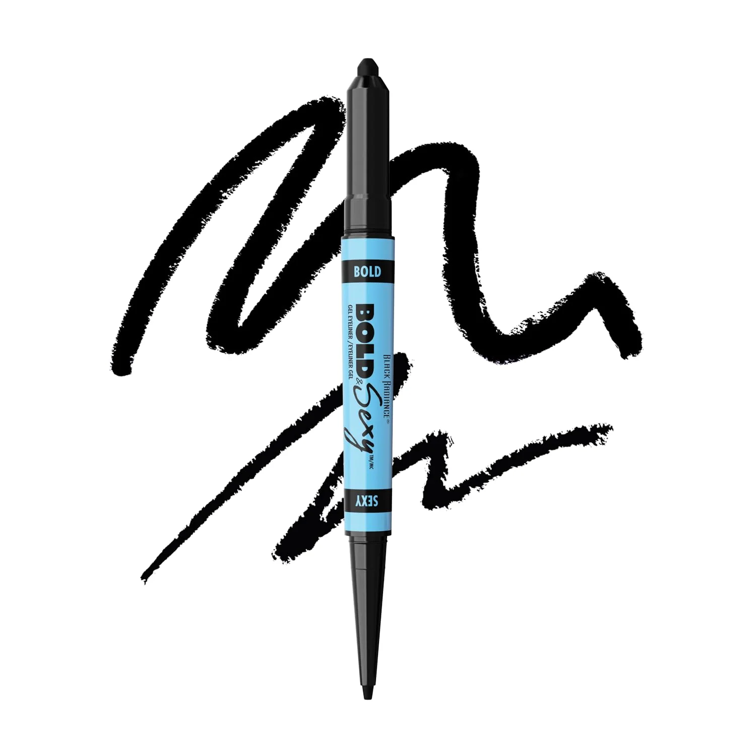 Verified Black Radiance Bold Sexy Gel Eyeliner Waterproof Dual-Ended Retractable Buildable Blendable Smudge-Proof Smooth Matte Finish Cruelty- Stylish