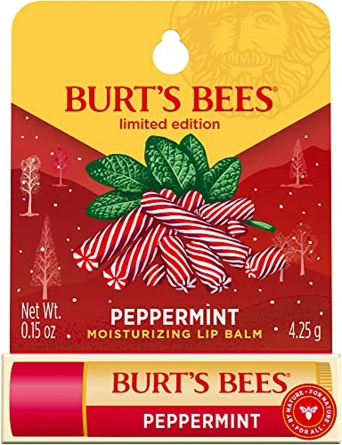 Official Burt's Bees Peppermint Lip Balm Blister for Unisex 0.15 Ounce Pure