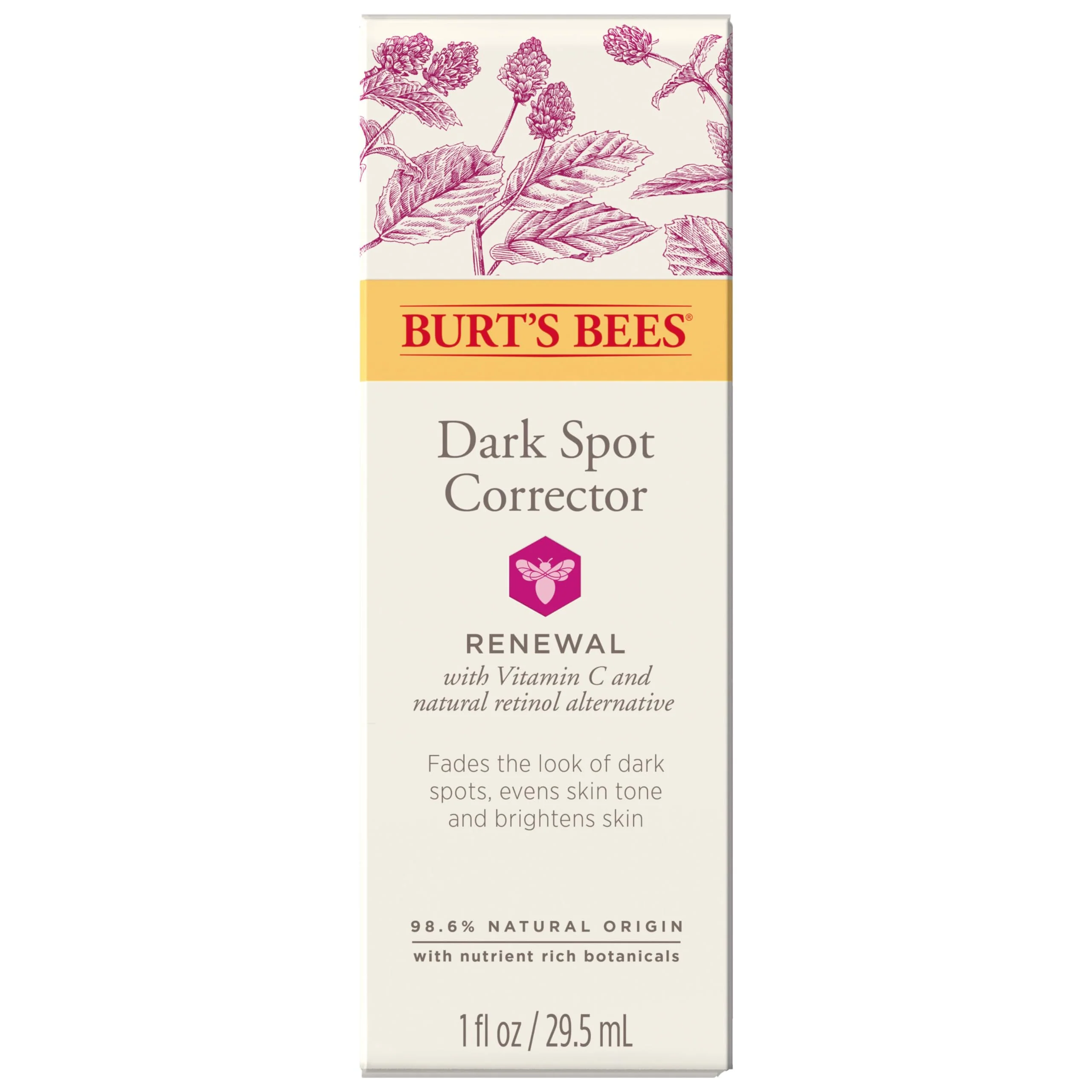 Sustainable Burt's Bees Renewal Dark Spot Corrector With Natural Retinol and Vitamin C Reduces Appearance of Dark Spots and Uneven Skin Tone 98.6 Crafted