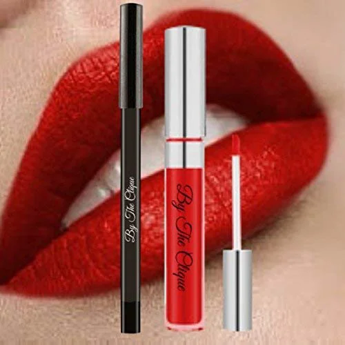 High-End By The Clique Premium Red Matte Lip Kit Long Lasting Liquid Lipstick and Liner Set Red Carpet Ready Modern