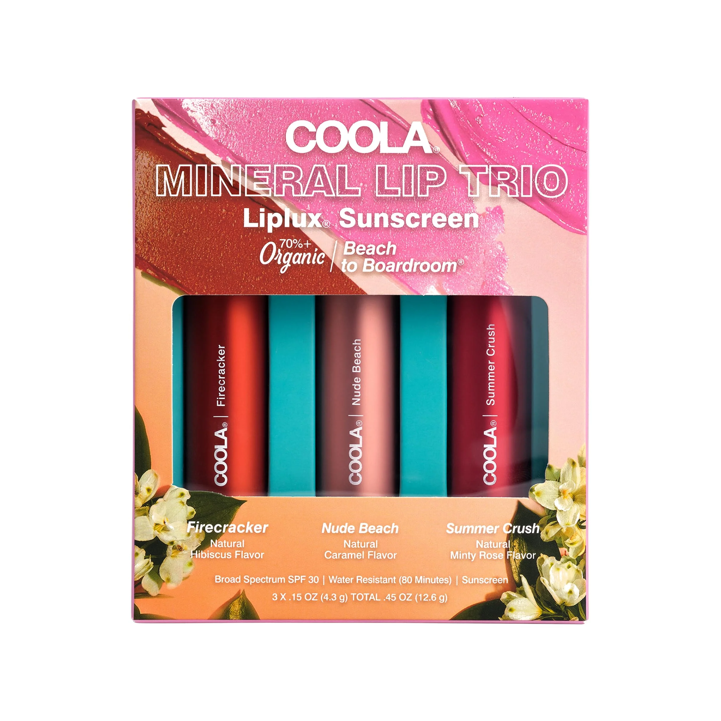 Premium Material COOLA Organic Tinted Lip Balm Mineral Sunscreen with SPF 30 Dermatologist Tested Lip Care for Daily Protection Vegan Variety Pack 0.15 Oz Each Luxury