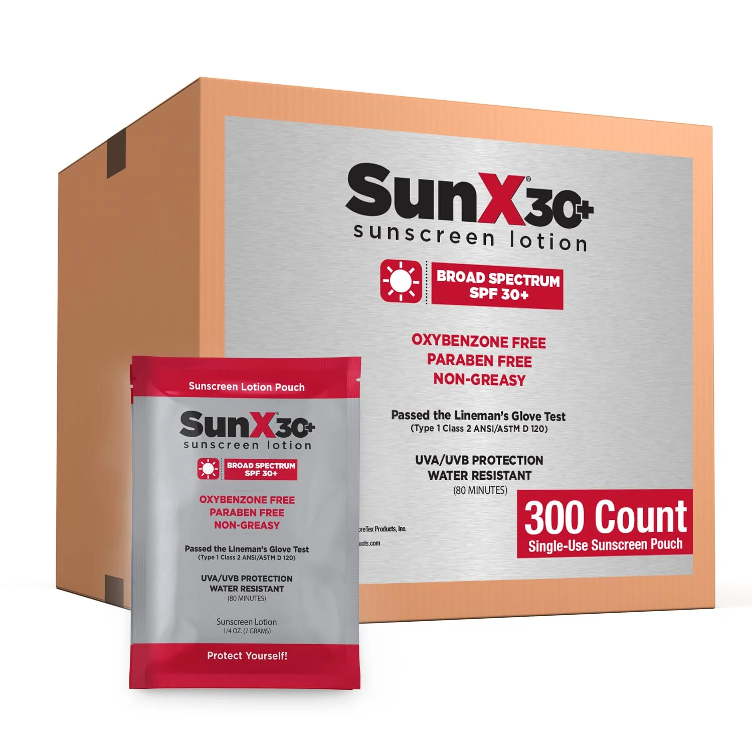 Dependable CoreTex Sun X 30 SPF Individual Sunscreen Packets Travel Size - Bulk Pack of 300 Paraben Oxybenzone Oil Broad Spectrum Sunscreen - No White Comfortable