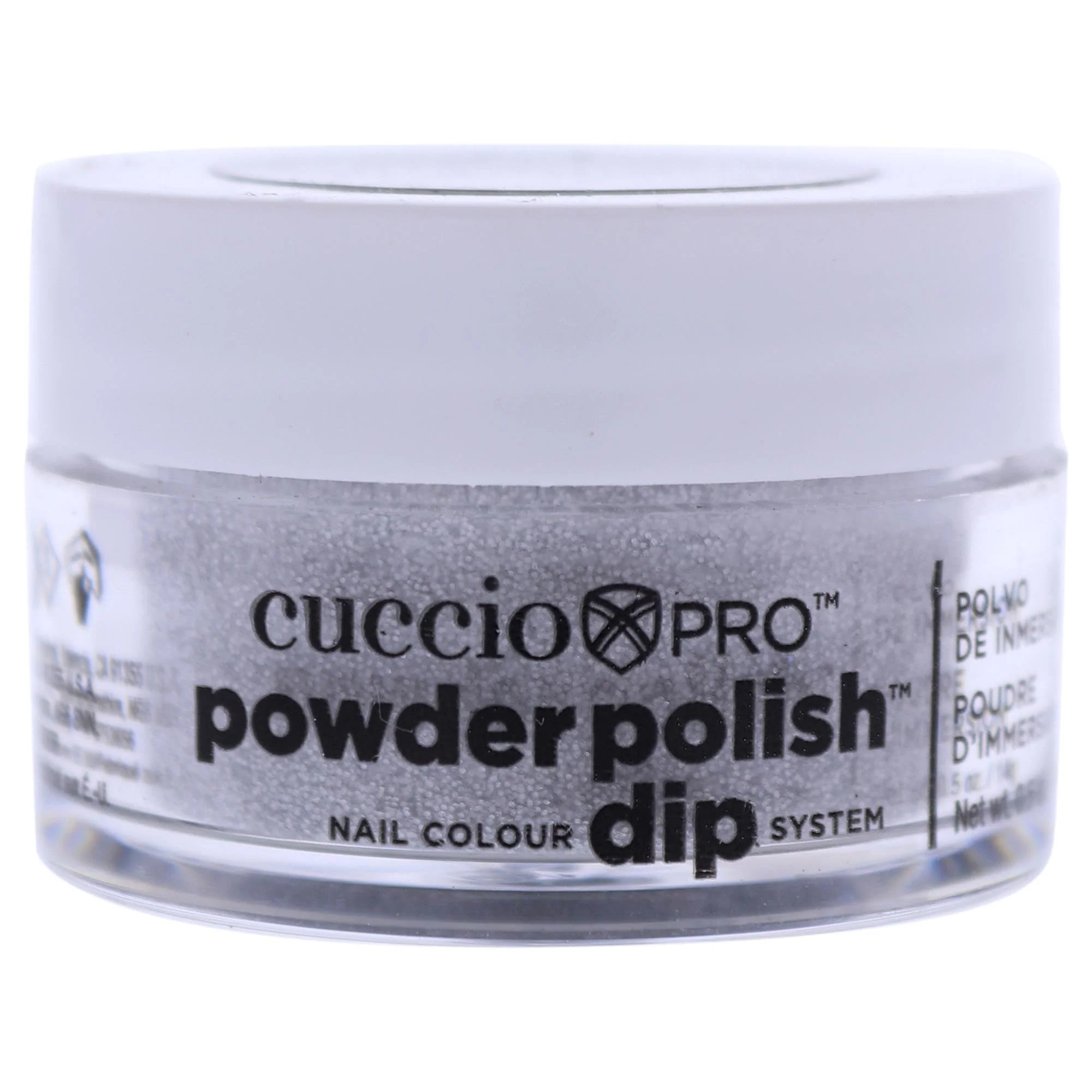 Top-Quality Cuccio Pro Powder Polish Dip - Silver W Silver Glitter - Nail Lacquer for Manicures Pedicures Easy Fast Application Removal - No LED UV Light Trusted