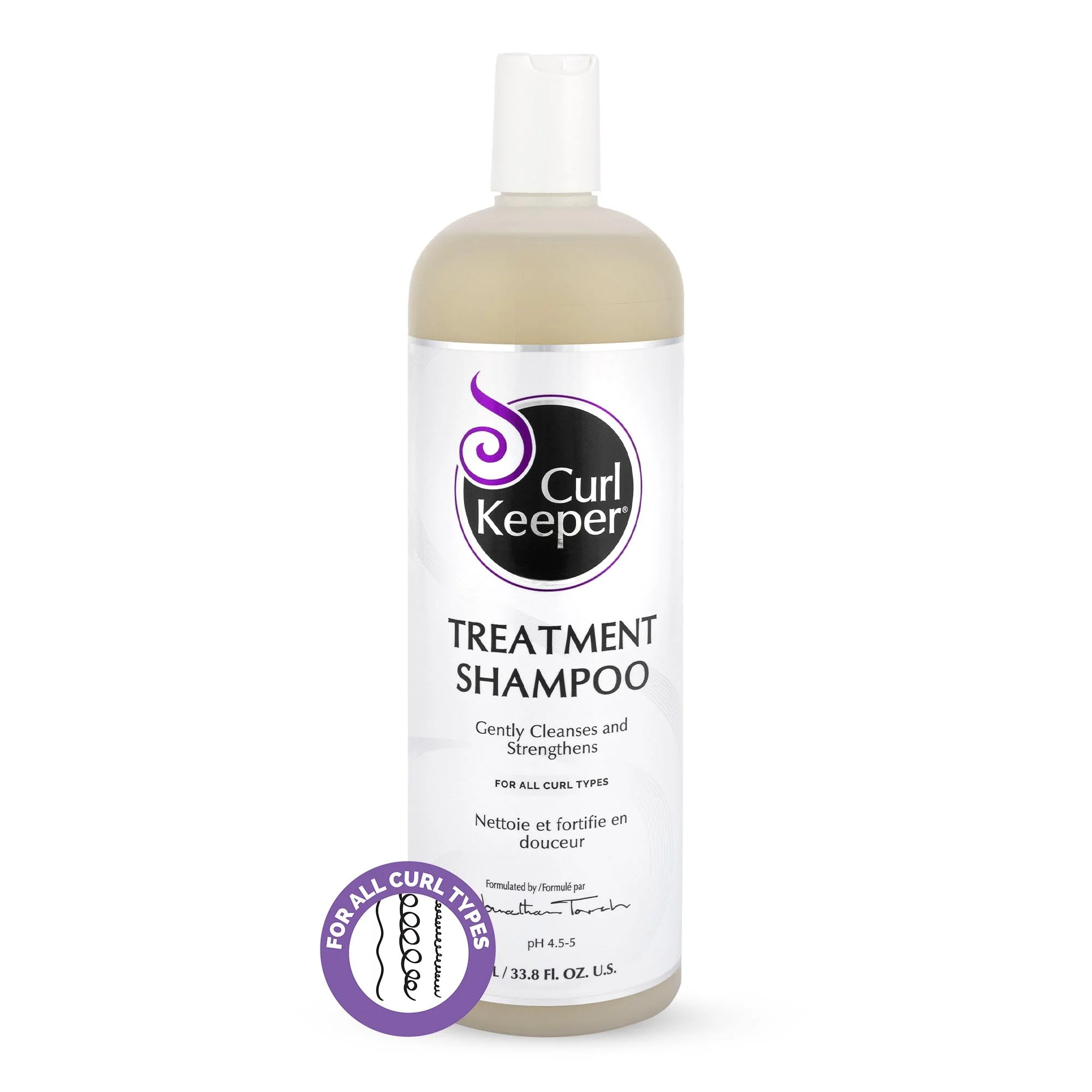 World-Class Curl Keeper Treatment Shampoo for Curly Hair 33.8 Fl Oz - Daily Hair Shampoo Gently Cleanses Strengthens All Curl Types - Rebuilds Restores Traditional